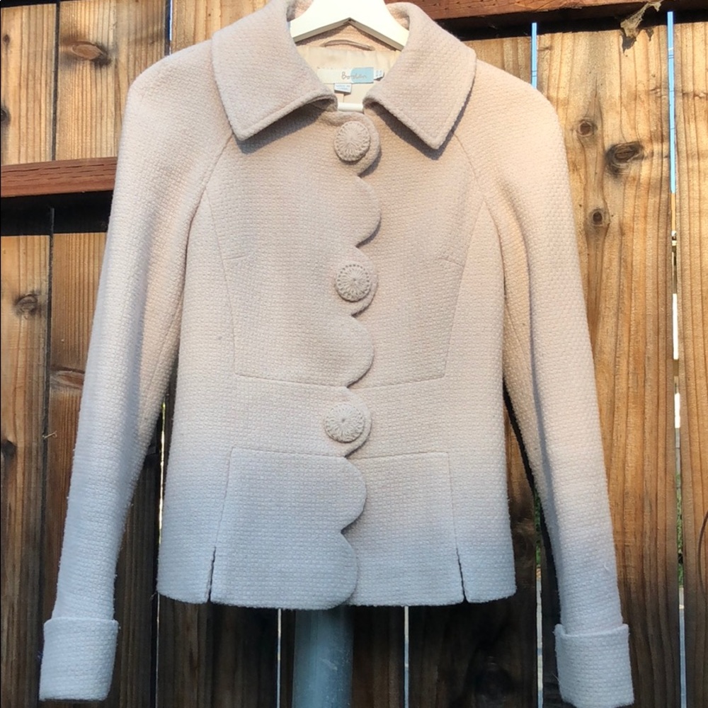 Boden Alice Scalloped coat, cream/light pink
